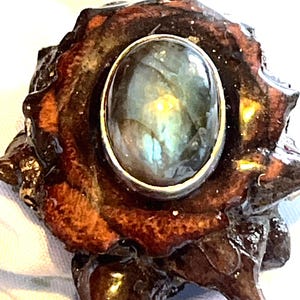 Pinecone pendant with silver embezzled moonstone