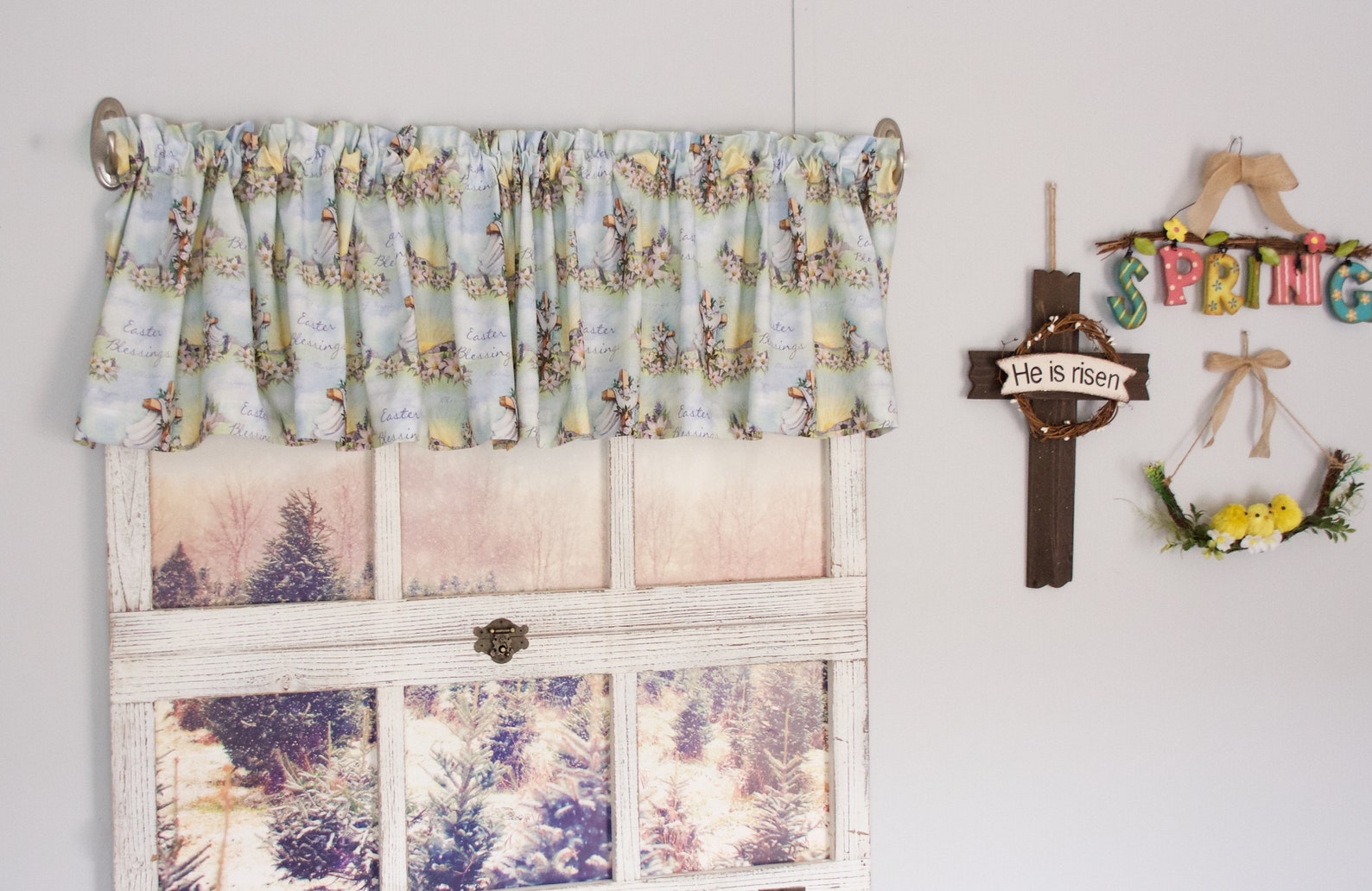 Easter Valances Easter Curtains Religious Easter Decor Etsy