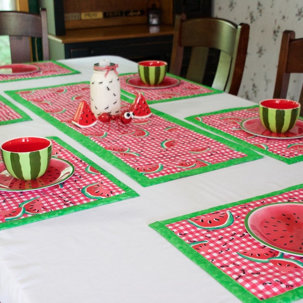 Placemats, Watermelon Placemats, Country Placemats, Country Home Decor, Fruit Home Decor, Fruit Kitchen Decor, Summer Placemats, Kitchen