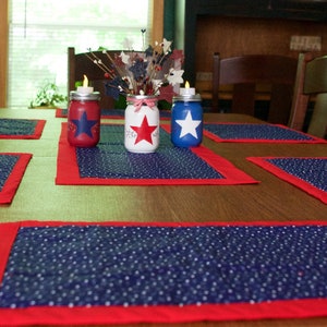 Patriotic place settings, patriotic table runner, Patriotic placemats, Americana table decor, Patriotic decor, Americana placemats,