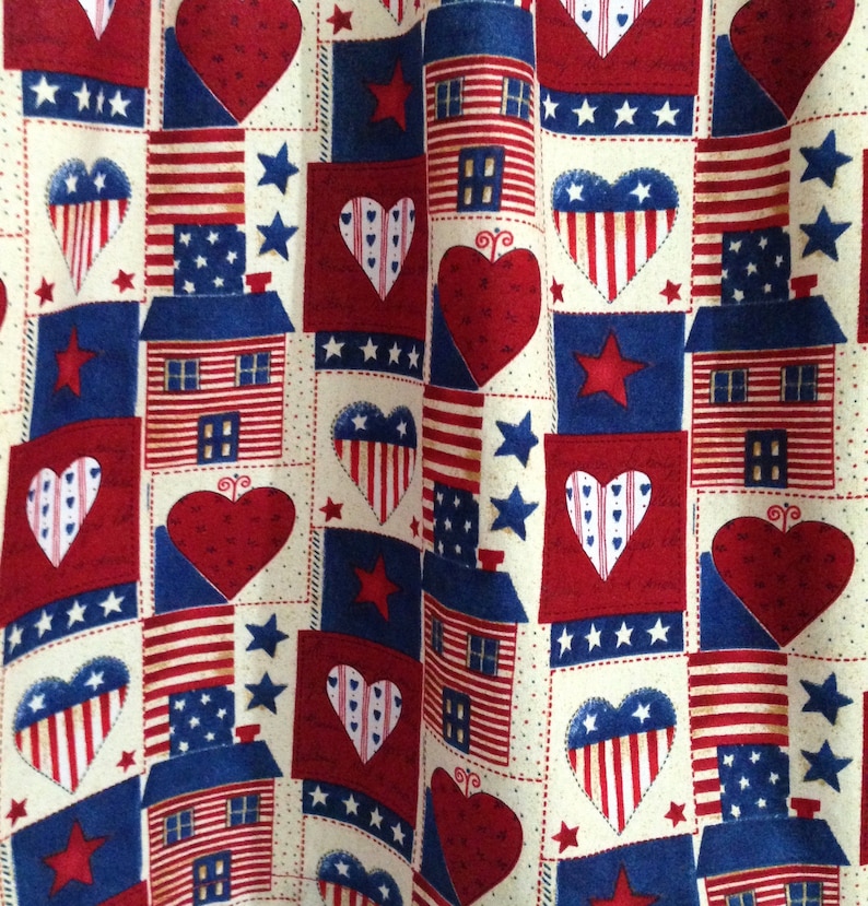 Country valance Red American flag valance White and Blue country curtains patriotic home decor patriotic valance Americana Valance