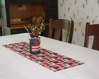 Country Table Runner, 4th of July Table Runner, 4th of July Table Linens, Patriotic Table Runner, Country Heart Decor, Patriotic Decor