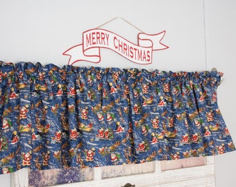 Christmas Valances, Christmas Curtains, Christmas Home Decor, Santa Curtains, Santa Valances, Santa Home Decor, Reindeer Curtains, Reindeer