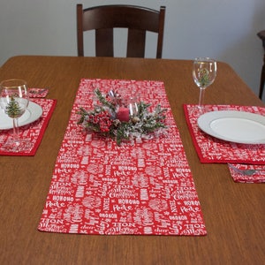 Christmas Placemats,Christmas Table Runner, Christmas Cloth Napkins, Christmas Place Settings, Holiday Table Decor, Table Runner, Placemats