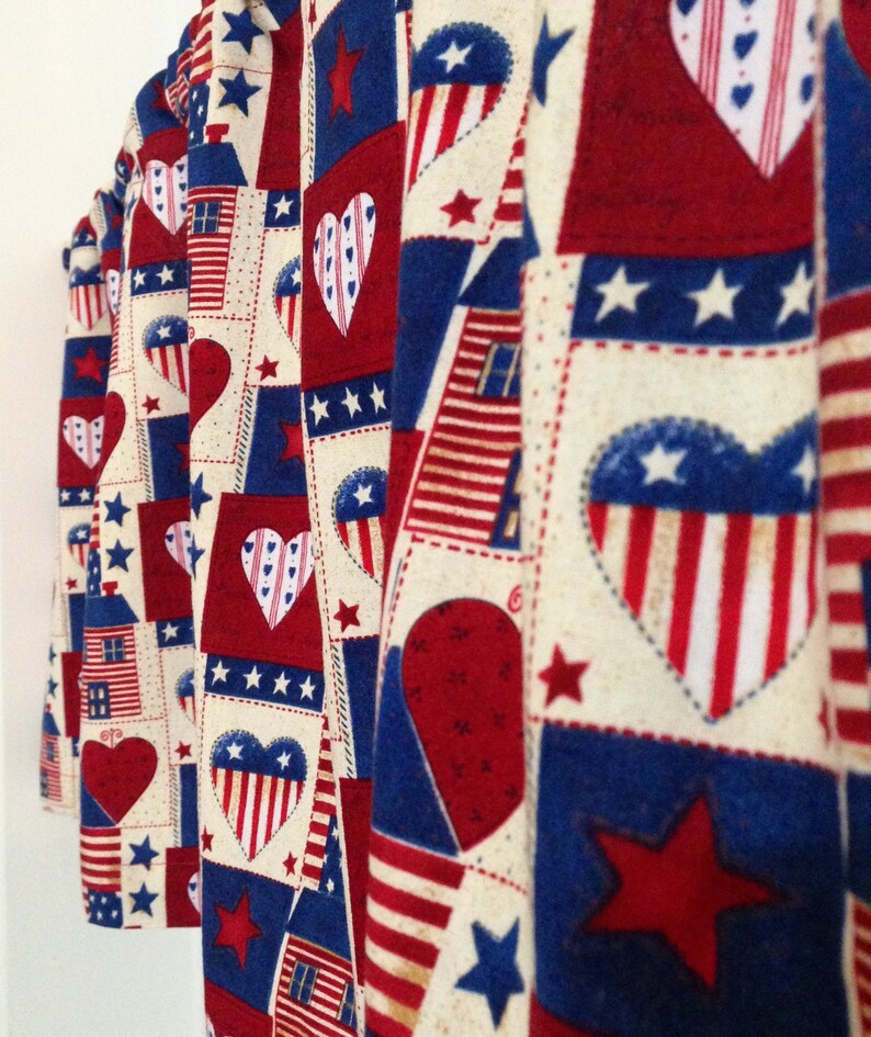 Country valance Red American flag valance White and Blue country curtains patriotic home decor patriotic valance Americana Valance
