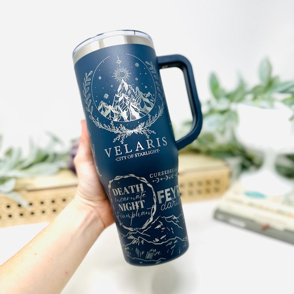 Velaris City of Starlight 40oz Tumbler: ACOTA R Engraved Insulated Mug
