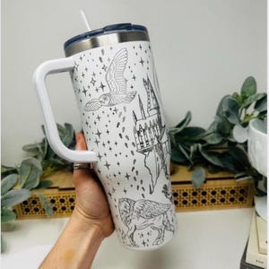 Wizard Life Laser Engraved 40oz Tumbler with Handle & Straw