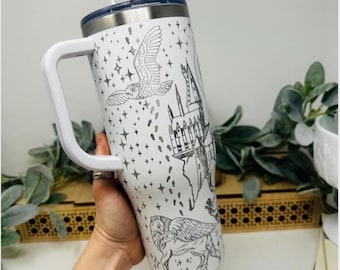 Wizard Life Laser Engraved 40oz Tumbler with Handle & Straw