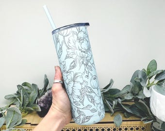 Peony Reisebecher - 20 Unzen mit Deckel und Strohhalm