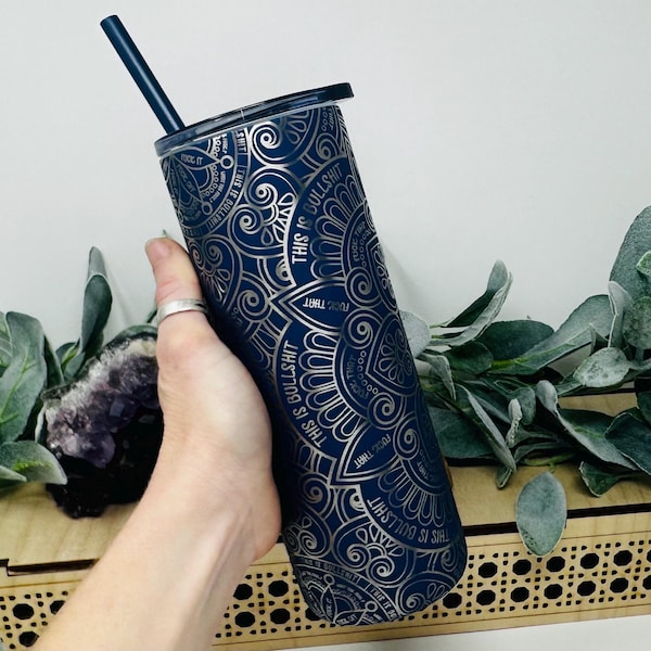 F This Funny Hidden Cuss Word Mandala Tumbler – 20oz Laser Engraved Ice Coffee Cup Stainless Steel