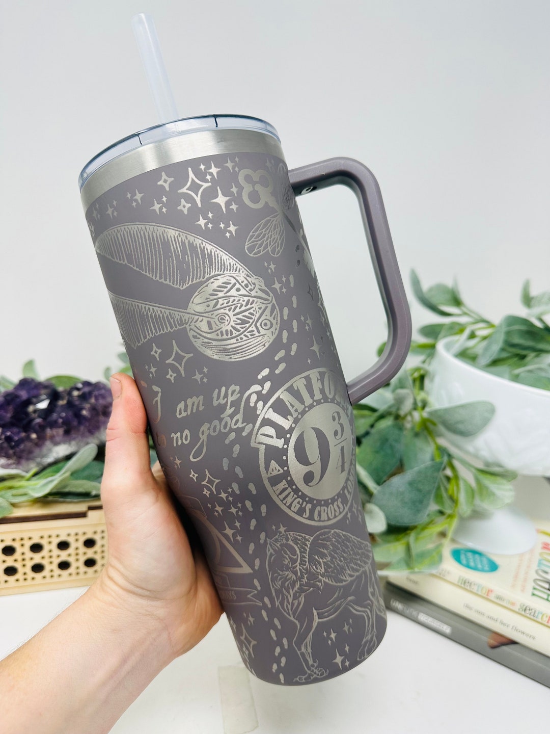 Wizard Life 40oz Laser Engraved Tumbler With Handle, Insulated Hot