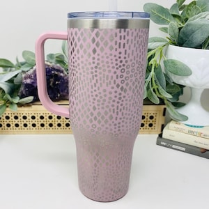 Abstract Dots 40oz Tumbler Cup with Handle, Insulated Travel Coffee Mug,  Insulated Stainless Steel Water Bottle