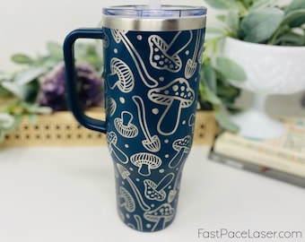 Mushroom Engraved 40oz Tumbler: Insulated Stainless Steel Travel Cup