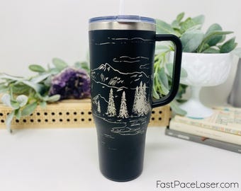 Black Mountains Engraved 40oz Tumbler with Handle