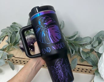 Engraved Plant Lover Tumbler: 40oz Stainless Steel Cup, Send Nodes Varigated Everything
