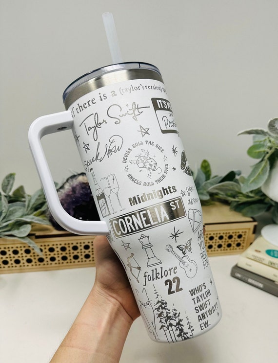 The Eras Tour Engraved Tumbler, Laser Engraved Tumbler, Engraved Tumbler  40Oz, Engraved Tumbler, Tumbler With Handle, Swiftie Gift