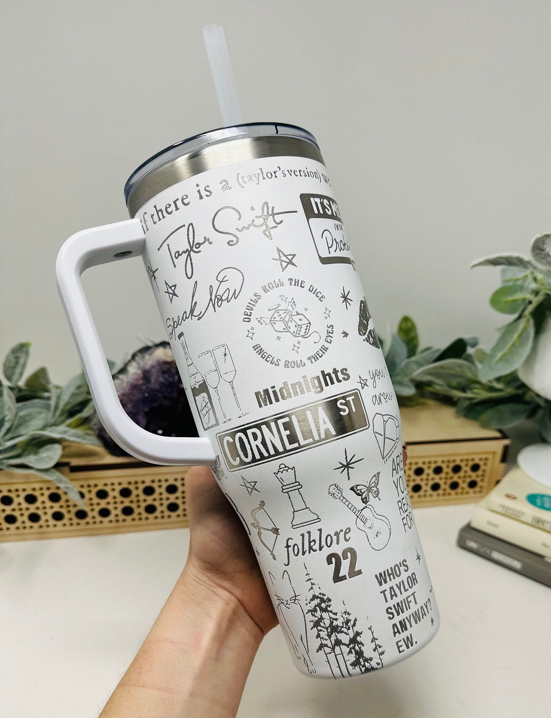 30oz Stainless Steel Tumbler with Handle, Personalized Large Insulated –  Wild About Me