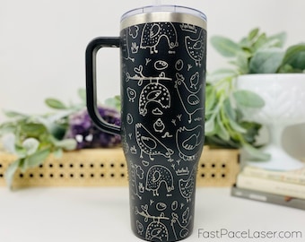 Chicken Lady Engraved Tumbler: 40oz Travel Cup with Lid & Straw