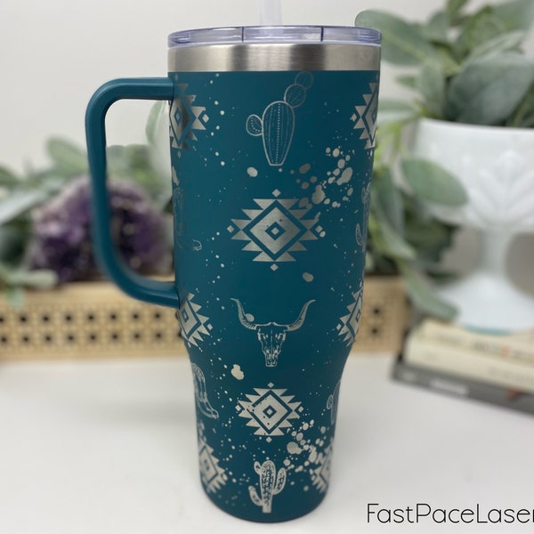 Cowboy Rodeo Bull Rider - Insulated Western Tumbler w/ Handle