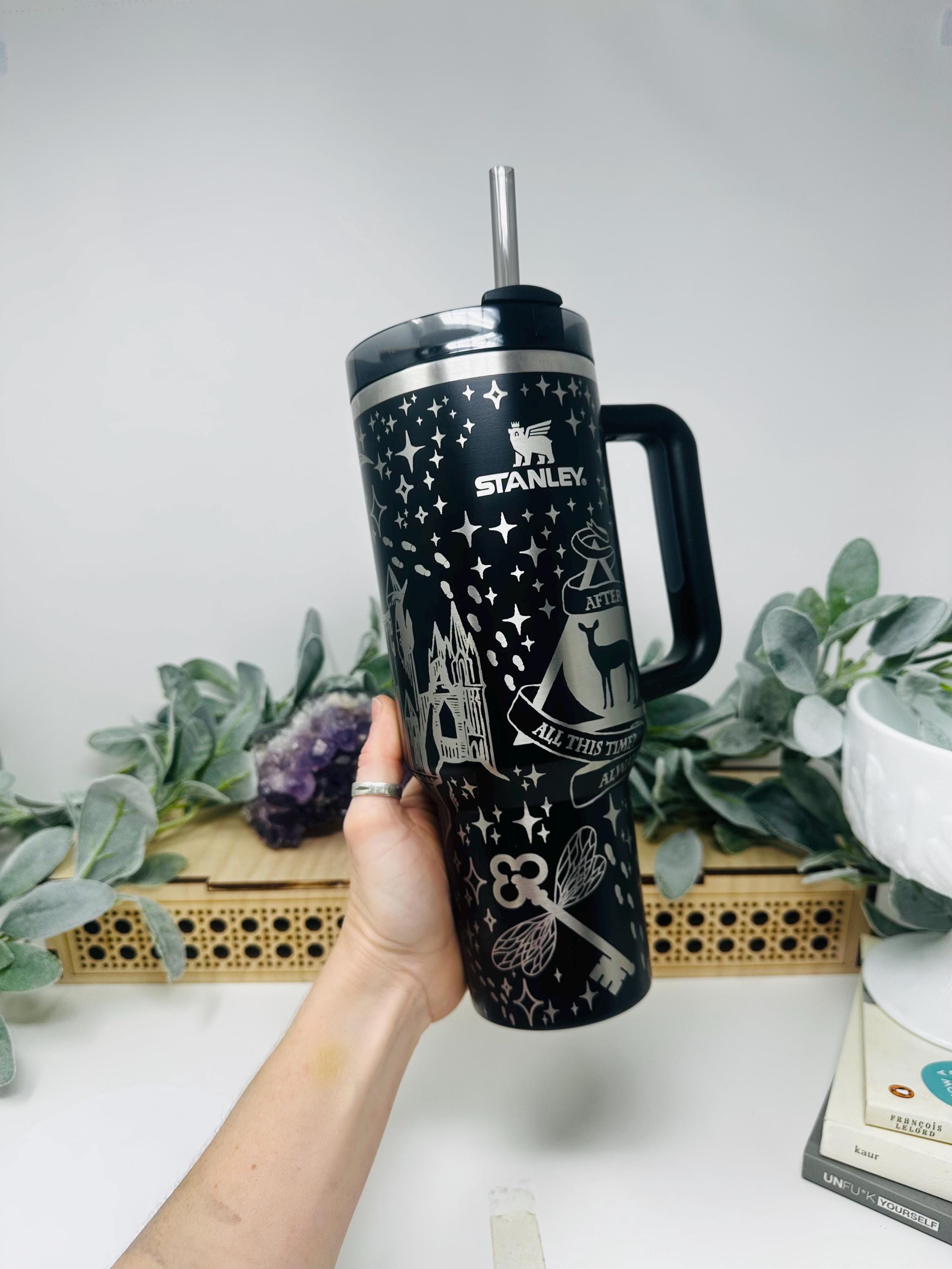 Wizard Life 40oz Potter Laser Engraved Tumbler With Handle, Insulated Hot & Cold Tumbler Travel Mug with Lid and Straw