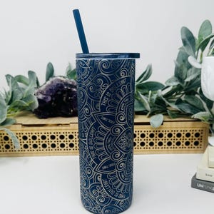 Hidden Cuss Word Mandala Tumbler – 20oz or 40oz Laser Engraved Stainless Steel | Skinny or Stanley Style | Funny Secret Swear Gift 画像 4