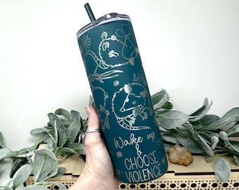 Cute But Feral Opossum Travel Tumbler, Possum gift Funny Insulated Coffee Cup (20oz Skinny)