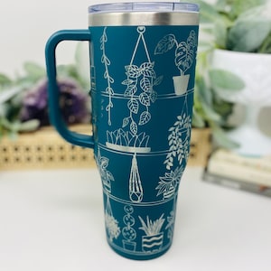 House Plant 40oz Engraved Tumbler With Straw, Lid & Handle, Crazy Plant Lady Gift for Gardeners