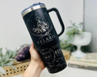 40oz ACOTA R Merch Gift, Fae Fantasy Tumbler With Handle, Custom Engraved City Star light Night Court, Velari Insulated Mug, To The Stars