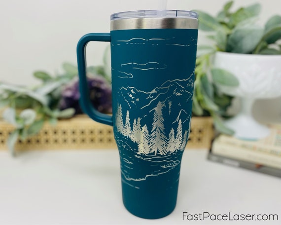 Light Blue METALLIC Leopard Tumbler Cup with Handle