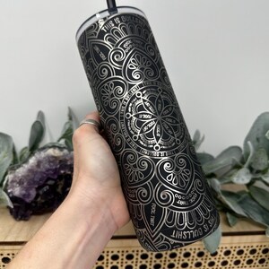 Hidden Cuss Word Mandala Tumbler – 20oz or 40oz Laser Engraved Stainless Steel | Skinny or Stanley Style | Funny Secret Swear Gift 画像 3