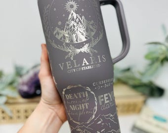 Insulated Hot & Cold 40oz Tumbler, ACOTA R, Suriel Tea, City of Starlight Gift, Smut Book Engraved Custom Mug, To Stars Night Court