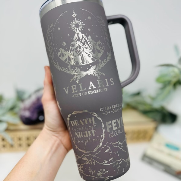 Insulated Hot & Cold 40oz Tumbler, ACOTA R, Suriel Tea, City of Starlight Gift, Smut Book Engraved Custom Mug, To Stars Night Court