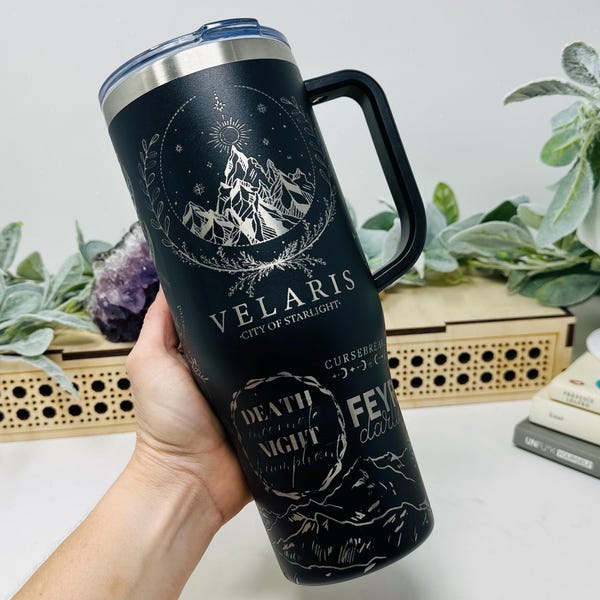 ACOTA Velaris Tumbler: Engraved Fae Fantasy Mug With Handle