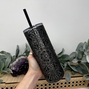Hidden Cuss Word Mandala Tumbler – 20oz or 40oz Laser Engraved Stainless Steel | Skinny or Stanley Style | Funny Secret Swear Gift 画像 1