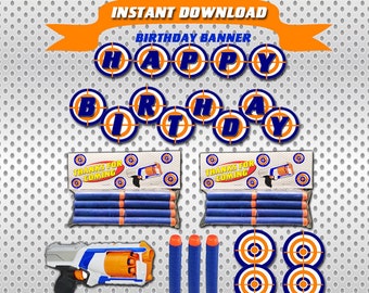 Dart Gun Printable, Dart Gun Favor Bags, Dart Gun Targets, Dart Gun Banner, Dart Gun Birthday Banner, Dart Gun Prints, Dart Gun Party,