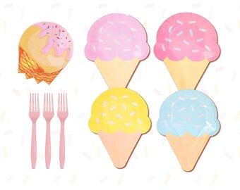 ICe Cream Party Set, Ice Cream Party, Ice Cream Plates, Ice Cream Napkins, Ice Cream Party Theme, Ice Cream Birthday, Summer Party,Ice Cream