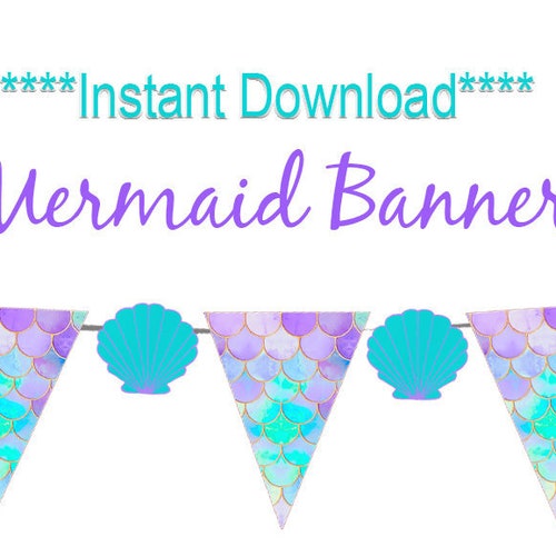 Mermaid Birthday Banner Mermaid Party Decorations Printable - Etsy