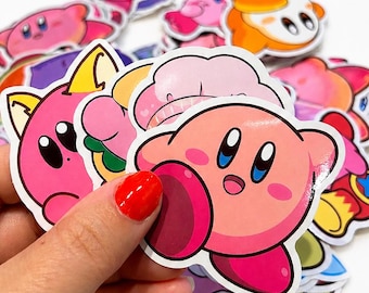 Kirby Stickers 10 Pack, Random Waterproof Stickers, Vinyl Decals, Laptop Sticker Water Bottles, Journals