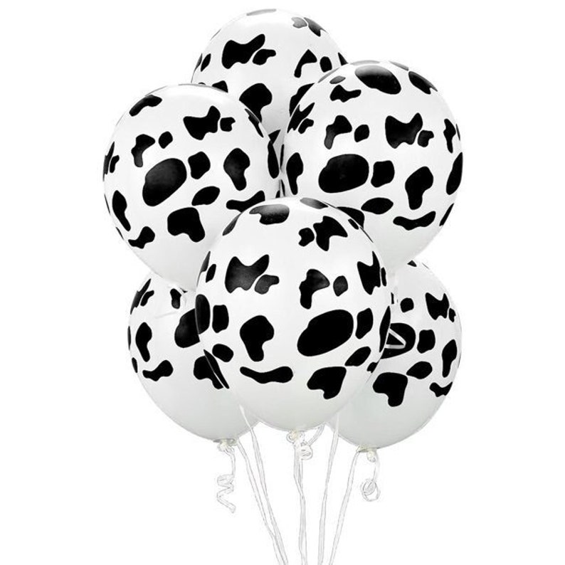 10 Count Cow Balloons, Cow Balloons, Farm Party, Farm Theme Birthday, Cow Print Balloons, Birthday Balloons, Cow Print, Barnyard Party, Farm image 1