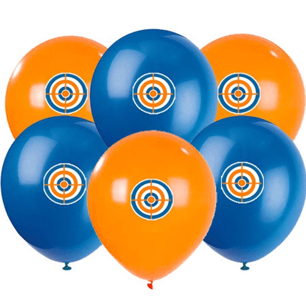 Target Balloon, Dart Gun Balloons, Target Stickers, Blue Balloons, Orange Balloons, Dart Gun Birthday, Dart Gun Theme, Nerf Balloons, Target