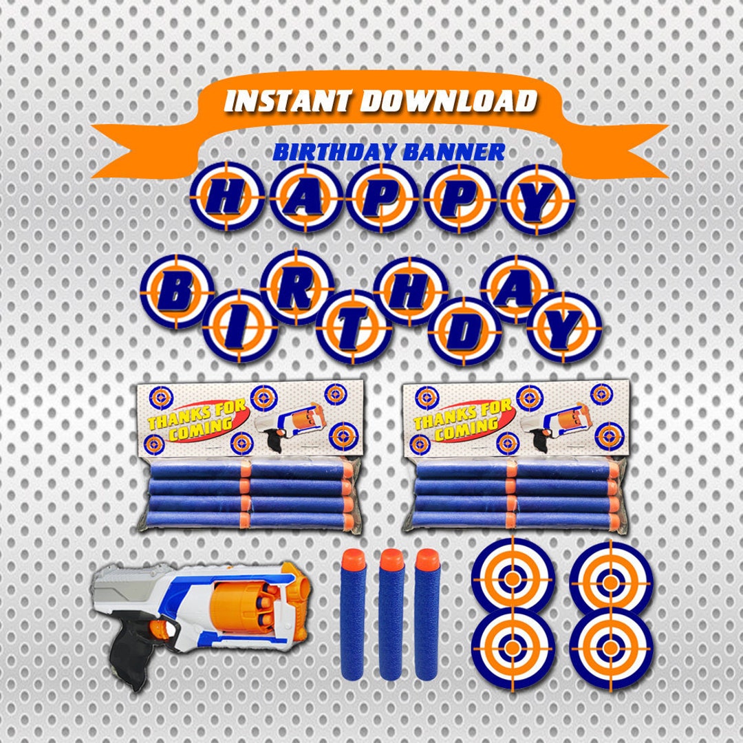 Dart Gun Printable, Dart Gun Favor Bags, Dart Gun Targets, Dart Gun