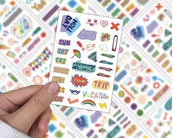 Planner Stickers Monthly Set of 8 | Calendar Labels Stickers | Bullet Journal Stickers | Happy Planner Accessories | Graffiti Stickers