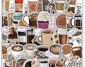 10 Coffee Stickers 2 Inch Random Assorted Coffee Lover Decals Laptop Water Bottle