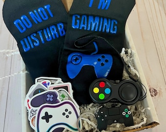 Video Gamer Gift Set: Socks, Stickers, Keychain & Fidget Toy