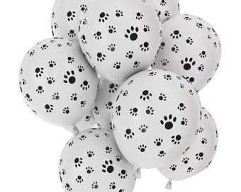 10 Count Paw Print Balloons Dog Theme Latex Puppy Party Decor