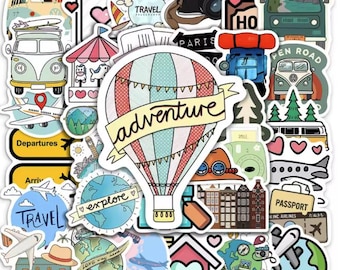 Travel Stickers 10 Count Random Assorted Vacation Adventure Decals for Laptop Water Bottle Luggage