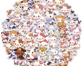 10 Count Random Kawaii Cow Rainbow Cow Stickers Waterproof Decals Laptop Sticker