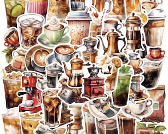 10 Random Vinyl Vintage Coffee Stickers Coffee Lover Decal Laptop Water Bottle Planner Scrapbook