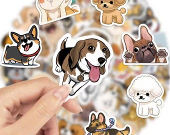 Dog Sticker Pack Waterproof Vinyl Stickers for Laptop Water Bottle Journal 10pc Random Puppy