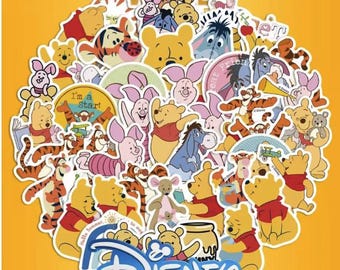 Winnie the Pooh Paper Stickers, 10 Random Mini Characters, Journal Planner Craft Supplies